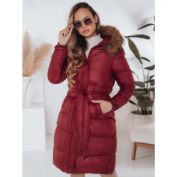 Dámská zimní prošívaná bunda s kapucí DStreet tmavě červená 3424724