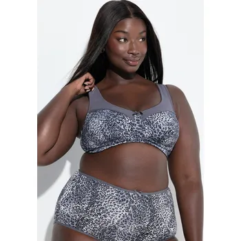 Podprsenka Ulla Popken, Plus size Odlehčující podprsenka, bez kostic, zvířecí vzor, košíčky C-H pro plnoštíhlé nadměrná velikost, 843609102-1110, šedý, 85E, Nadměrné velikosti, Plus size oblečení, Oblečení pro boubelky, Oblečení pro baculky, Oblečení pro plnoštíhlé,
