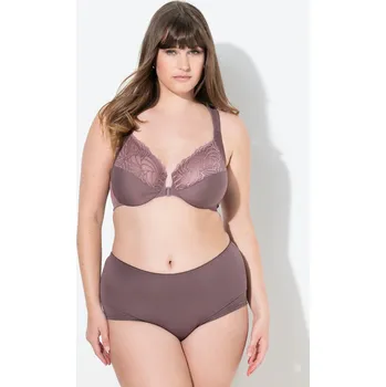 Podprsenka Ulla Popken, Plus size Podprsenka s kosticemi, přední zapínání, krajka, měkké košíčky, C-G pro plnoštíhlé nadměrná velikost, 843248345-1085, hnědý, 110C, Nadměrné velikosti, Plus size oblečení, Oblečení pro boubelky, Oblečení pro baculky, Oblečení pro pln