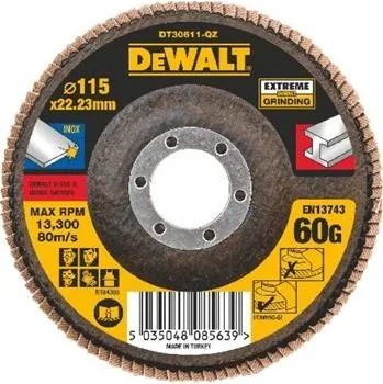 Brusný kotouč DeWALT DT30611 Brusný lamelový kotouč plochý Extreme na kov 60 G, 115 mm