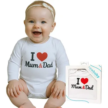 Kojenecký body Body s potiskem New Baby I Love Mum and Dad - dárkové balení Červená 68 (4-6m)
