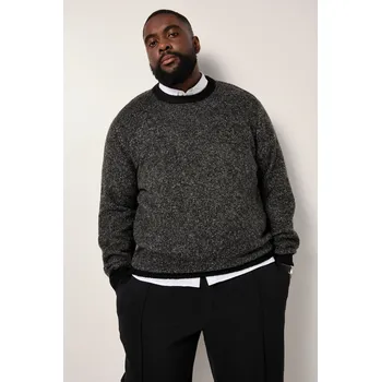 Pánský svetr STHUGE, Plus size Svetr STHUGE, dvoutónový úplet, do 8XL pro plnoštíhlé nadměrná velikost, 842231100-1452, černý, 3XL, Plus size oblečení, Oblečení pro vysoké muže, Nadměrné velikosti, Oblečení pro plnoštíhlé.