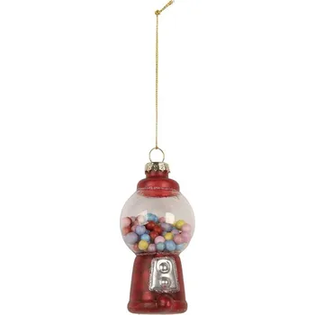 Vánoční ozdoba Vánoční skleněná závěsná ozdoba stojan s bonbóny - Ø 5*9 cm