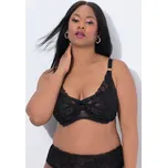 Ulla Popken, Plus size Podprsenka s kosticemi TruYou, ozdobné stuhy, květovaná krajka, košíčky B-F pro plnoštíhlé nadměrná velikost, 843538100-1073, černý, 100B, Nadměrné velikosti, Plus size oblečení, Oblečení pro boubelky, Oblečení pro baculky, Oblečení