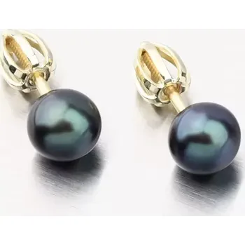 Náušnice Dámské náušnice žluté zlato 585 s perla 52GZ-3006-ZL-SR-Black