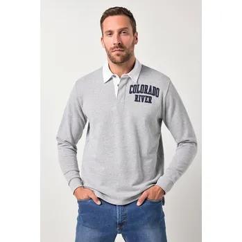 Pánská mikina JP1880, Plus size Rugby mikina JP1880, 3D výšivka na hrudi, kontrastní límeček, do 8XL pro plnoštíhlé nadměrná velikost, 843204123-1455, šedý, 6XL, Plus size oblečení, Oblečení pro vysoké muže, Nadměrné velikosti, Oblečení pro plnoštíhlé.