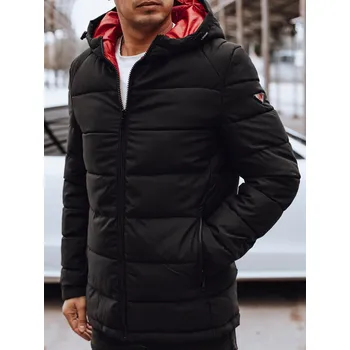 Pánská zimní bunda s kapucí DStreet černá | červená 2958746