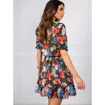 Dámské šaty Dámské šaty LK SK 507626.70 černé s květinami - FPrice 38