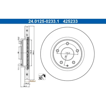 Brzdový kotouč Brzdový kotouč ATE 24.0125-0233.1
