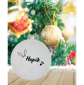 Vánoční dekorace Vánoční králičková baňka Barva: Zlatá 8cm, Potisk: bílá