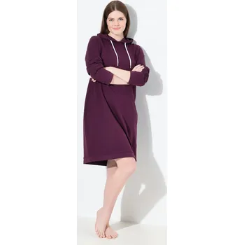 Dámské šaty 71452012 Domácí šaty, kapuce, měkce česané, žebrované manžety, plus size móda, 842795844-1130, Oblečení pro plnoštíhlé