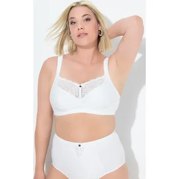 Podprsenka Ulla Popken, Plus size Jemná podprsenka, bez kostic, výšivka, měkké košíčky, C-E pro plnoštíhlé nadměrná velikost, 834292201-1143, béžový, 90G, Nadměrné velikosti, Plus size oblečení, Oblečení pro boubelky, Oblečení pro baculky, Oblečení pro plnoštíhlé, O