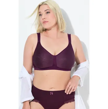 Podprsenka Ulla Popken, Plus size Podprsenka, prostorné košíčky, bez kostic, mikrovlákno, C-D pro plnoštíhlé nadměrná velikost, 819009844-1075, nachový, 110B, Nadměrné velikosti, Plus size oblečení, Oblečení pro boubelky, Oblečení pro baculky, Oblečení pro plnoštíhl