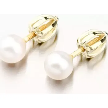 Náušnice Dámské náušnice žluté zlato 585 s perla 52GZ-3005Z-SR