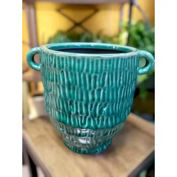 Obal zelený keramický s uchem 8cm