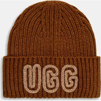 Čepice Čepice z vlněné směsi UGG CHUNKY 102345 hnědá 88X, vel. ONE SIZE