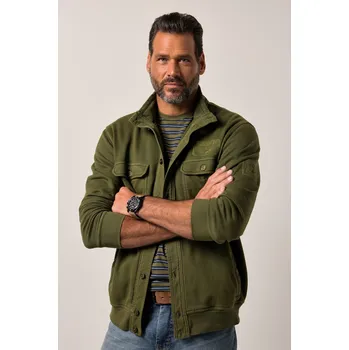 Pánská mikina JP1880, Plus size Mikina JP1880, stojáček, nášivky, vintage vzhled, do 8XL pro plnoštíhlé nadměrná velikost, 840379641-1907, zelený, 8XL, Plus size oblečení, Oblečení pro vysoké muže, Nadměrné velikosti, Oblečení pro plnoštíhlé.