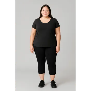 Dámské legíny Dámské 3/4 legíny pro plnoštíhlé LEANA černé bavlněné 3XL