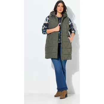 Pánská vesta Ulla Popken, Plus size HYPRAR dlouhá prošívaná vesta, vodoodpudivá, kapuce pro plnoštíhlé nadměrná velikost, 842370200-1131, hnědý, 54/56, Nadměrné velikosti, Plus size oblečení, Oblečení pro boubelky, Oblečení pro baculky, Oblečení pro plnoštíhlé, Obleče