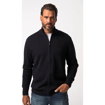 Pánský svetr JP1880, Plus size Rozepínací svetr, stojáček, žebrované manžety pro plnoštíhlé nadměrná velikost, 717032730-1452, modrý, 3XL, Plus size oblečení, Oblečení pro vysoké muže, Nadměrné velikosti, Oblečení pro plnoštíhlé.