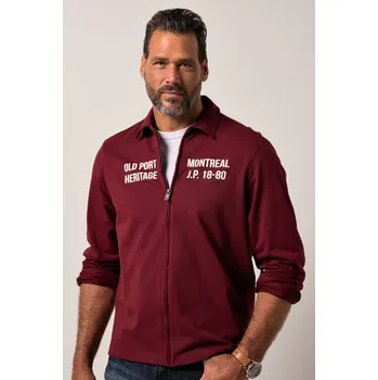 Pánská mikina JP1880, Plus size Mikina JP1880, dlouhé rukávy, Boxy střih, Kent límeček, zip, potisk na hrudi, do 8XL pro plnoštíhlé nadměrná velikost, 841307350-1453, hnědý, 4XL, Plus size oblečení, Oblečení pro vysoké muže, Nadměrné velikosti, Oblečení pro plnoštíhlé.