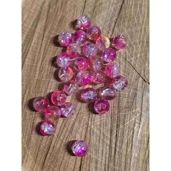 Korálek Skleněné korálky 8 mm balení 10 ks barva růžová čirá žlutá