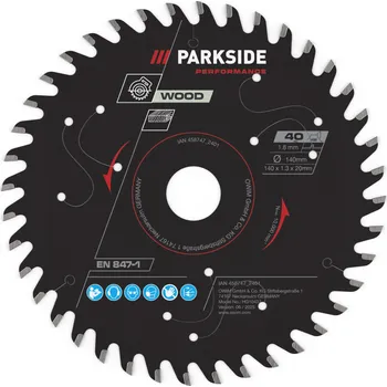 Pilový kotouč PARKSIDE PERFORMANCE® Pilový kotouč pro okružní pily, Ø 140 mm (Dřevo/40 zubů)