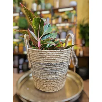 Obal na květináč ⌀ 19 cm z mořské trávy tři odstíny a velké ucha Lucka