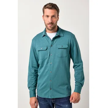 Pánská košile JP1880, Plus size Žerzejová košile JP1880, dlouhé rukávy, Kent límeček, Modern střih, do 8XL pro plnoštíhlé nadměrná velikost, 831085741-1455, tyrkysový, 6XL, Plus size oblečení, Oblečení pro vysoké muže, Nadměrné velikosti, Oblečení pro plnoštíhlé.