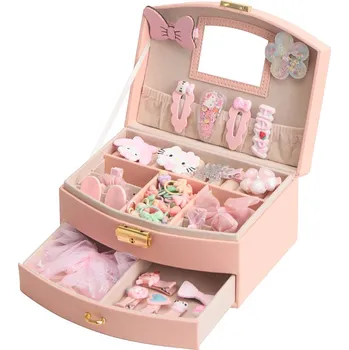 Šperkovnice Bezdoteku Pink Lady dětská šperkovnice se setem vlasových doplňků 2 patra 20 x 16 x 11 cm