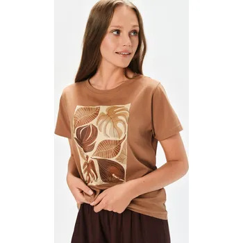 Top Secret triko s potiskem krátký rukáv hnědé Velikost: 40