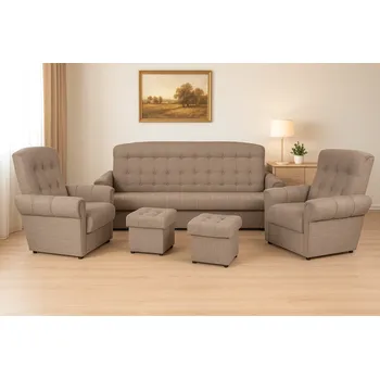 Sedací souprava Sedací souprava ARNOLD 3 + 1 + 1 + taburety béžová