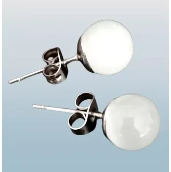 Náušnice Selenitové naušnice 8 mm s chir. ocelí