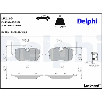 Brzdová destička Sada brzdových destiček, kotoučová brzda DELPHI LP2163