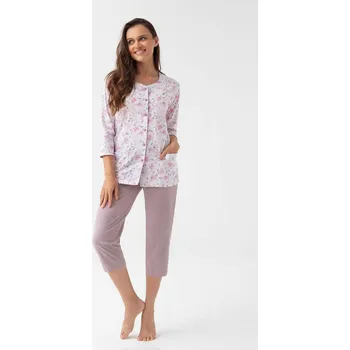 Dámské pyžamo Dámské pyžamo Luna rozepínací, růžové kakao 4XL i384_90123721