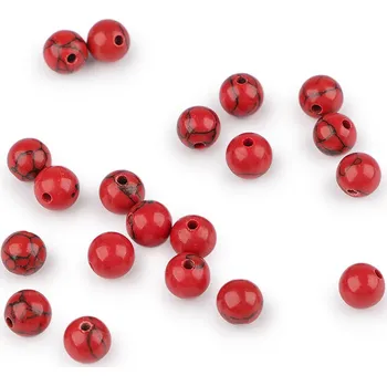 Korálek Tyrkys červený syntetický, minerální korálky Ø6 mm