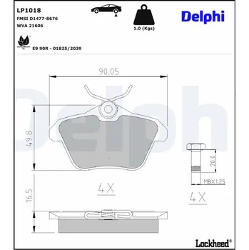 Brzdová destička Sada brzdových destiček, kotoučová brzda DELPHI LP1018
