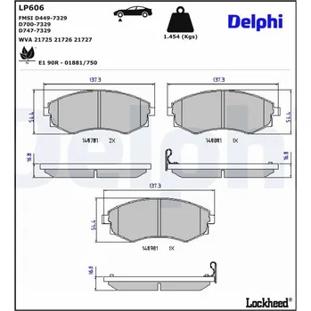 Brzdová destička Sada brzdových destiček, kotoučová brzda DELPHI LP606