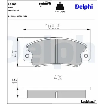 Brzdová destička Sada brzdových destiček, kotoučová brzda DELPHI LP509
