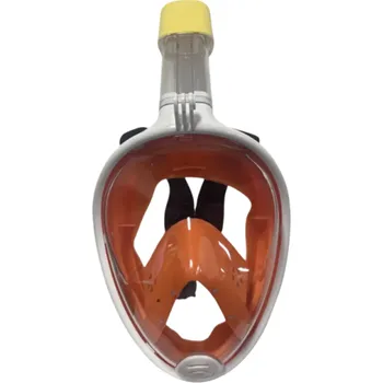 Celoobličejová potápěčská maska velikost L/XL 19x13 cm s panoramatickým výhledem a špunty do uší pro pohodlné šnorchlování a plavání oranžová