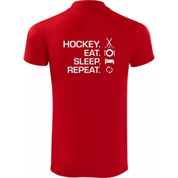 Pánská košile Pozemní hokej eat sleep repeat - Polokošile Victory sportovní (dresovina) - 3XL ( Červená )