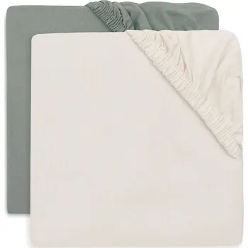 Povlečení Jollein Prostěradlo napínací 120x60 cm 2 ks Sea Green/Ivory