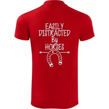Pánská košile Easily Distracted by Horse - Polokošile Victory sportovní (dresovina) - 2XL ( Červená )