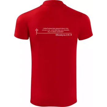 Pánská košile Citáty z bible - Efezským 2-8–9 - Polokošile Victory sportovní (dresovina) - XL ( Červená )