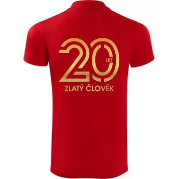 Pánská košile 20 let zlatý člověk - Polokošile Victory sportovní (dresovina) - XL ( Červená )