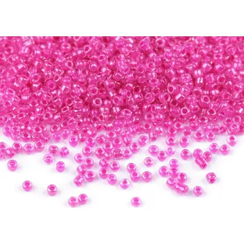 Dětské navlékací korálky Rokajl 15/0 - 1,5 mm s průtahem, malé, 2 (808) pink
