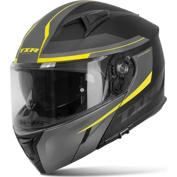 Helma na motorku TXR Výklopná přilba na motorku Rival černo-šedo-fluo žlutá L (Příprava pro Pinlock®; příprava pro komunikátory; polykarbonátová skořepina; mikrometrická přezka; sluneční clona; pratelný interiér; Kompatibilita s brýlemi)