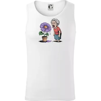 Stará paní plive na fialu - Tílko pánské Core - XL ( Bílá )