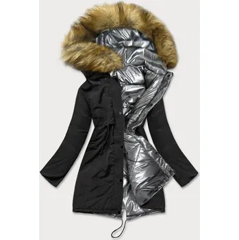 Dámská cargo bunda Dámská oboustranná zimní bunda černo-stříbrná, odstíny černé XXL (44) i392_16097-48