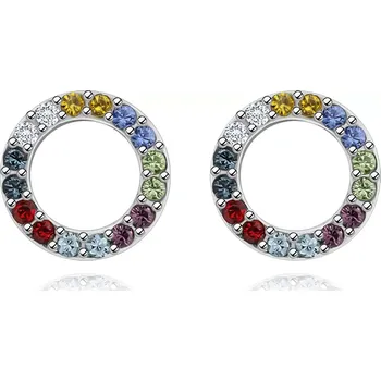 Náušnice Náušnice ze stříbra 925 - obrys kruhu s barevnými krystaly Swarovski
